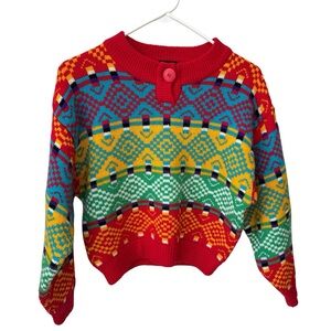 Tomboy Vintage 1990s Colorful Sweater Women’s Medium Wool Blend Multicolor